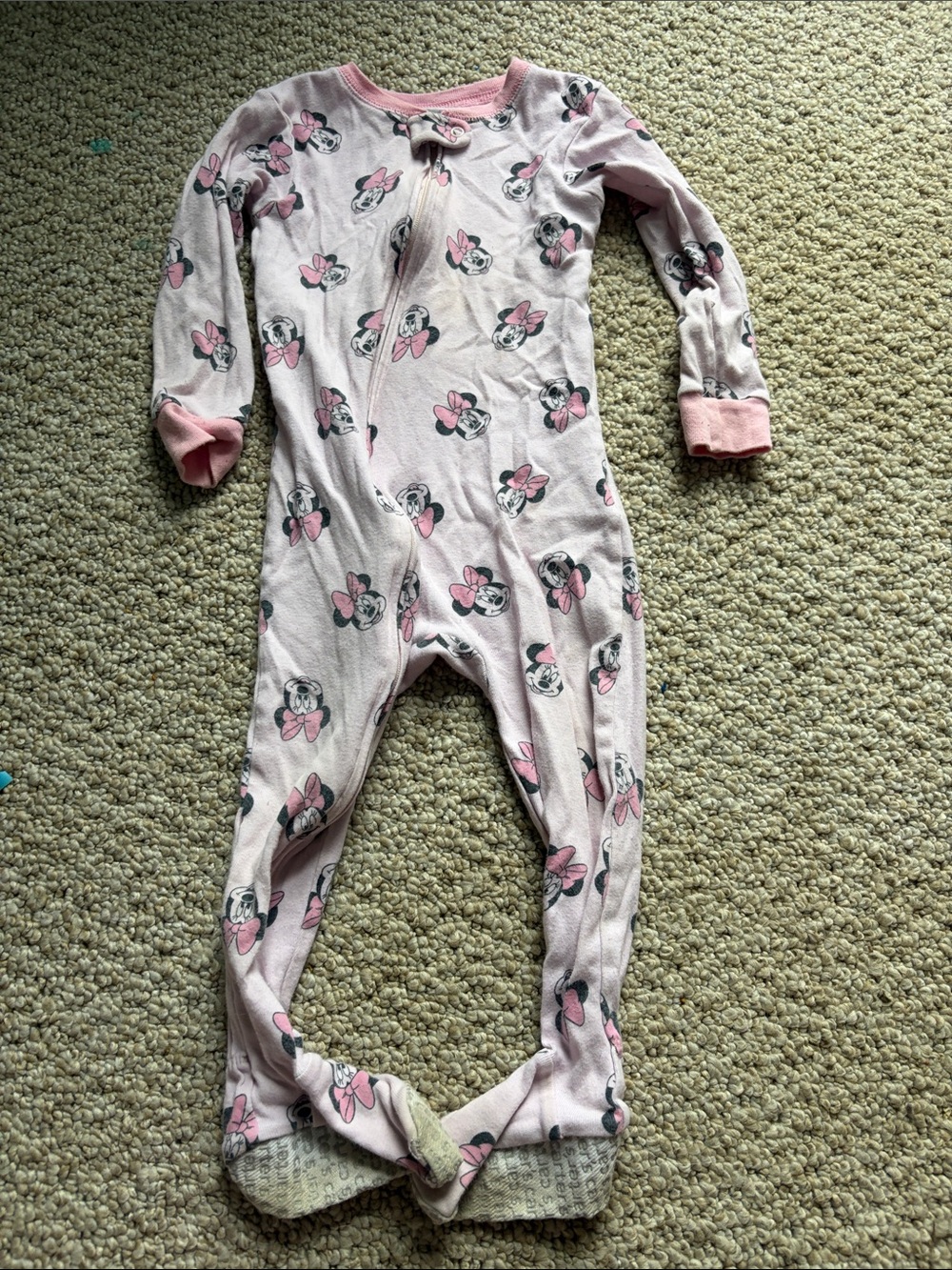 Disney Pink Minnie Mouse Toddler Footed One-Piece Pajamas